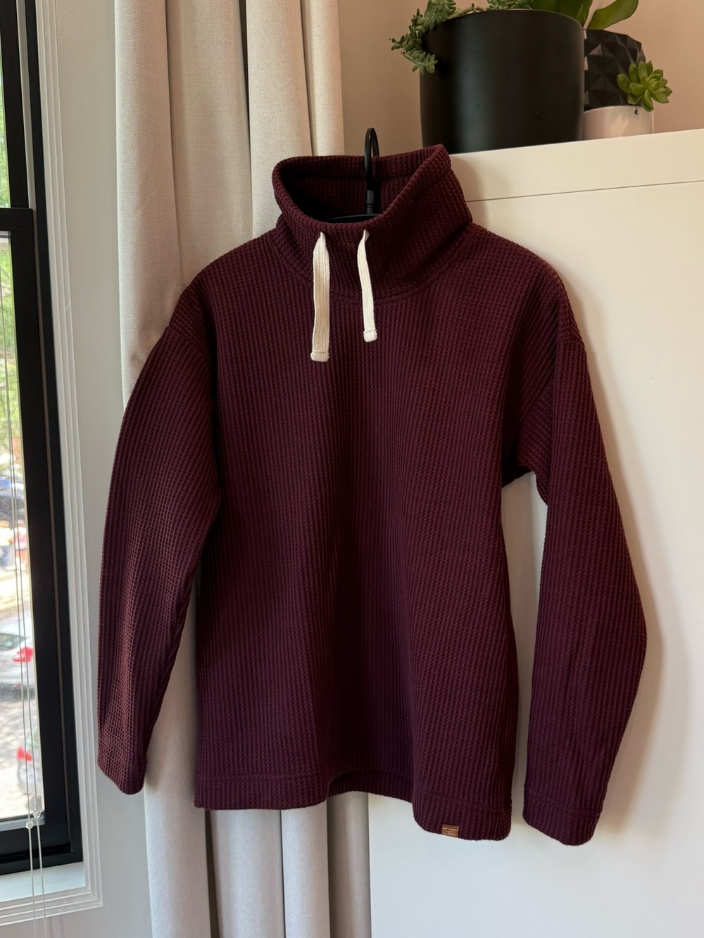 L.L. Bean Waffle-Knit Pullover in Plum